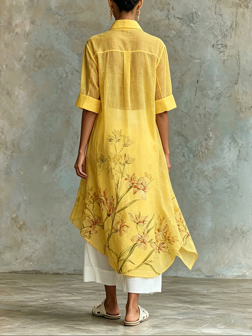 Casual Floral Short-Sleeve Midi Dress &amp; Slip Dress Two-Piece Set