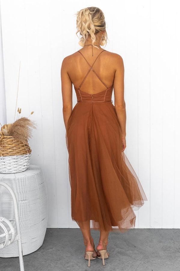 Modernes Prinzessinnen-Chiffon-Maxikleid mit Trägern für Partys