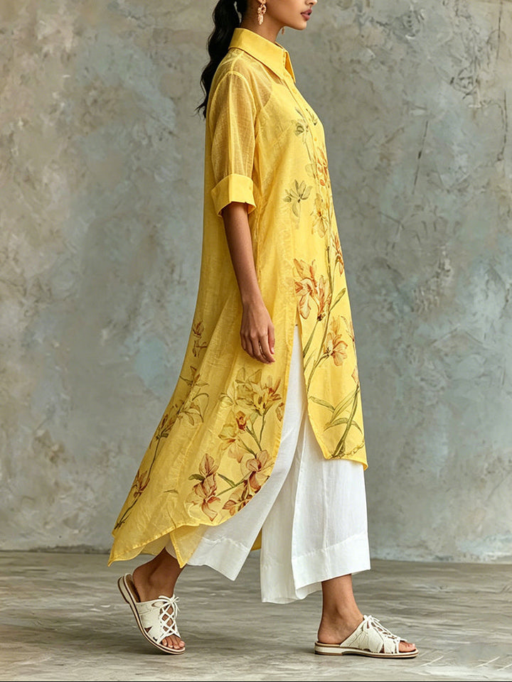 Casual Floral Short-Sleeve Midi Dress &amp; Slip Dress Two-Piece Set