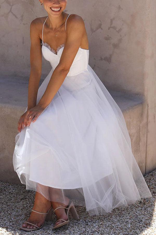 Modernes Prinzessinnen-Chiffon-Maxikleid mit Trägern für Partys
