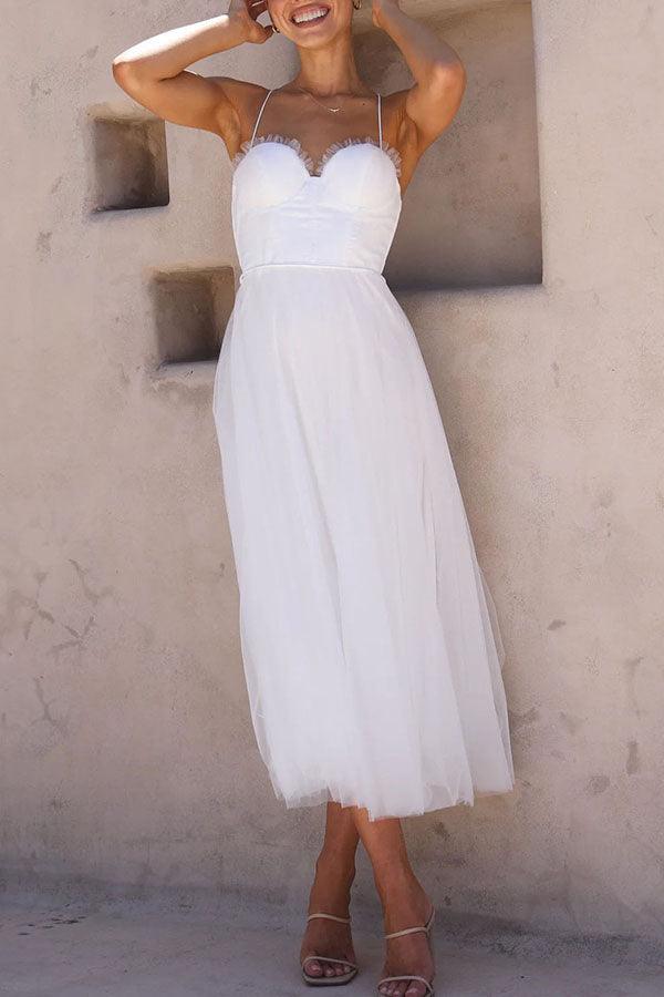 Modernes Prinzessinnen-Chiffon-Maxikleid mit Trägern für Partys