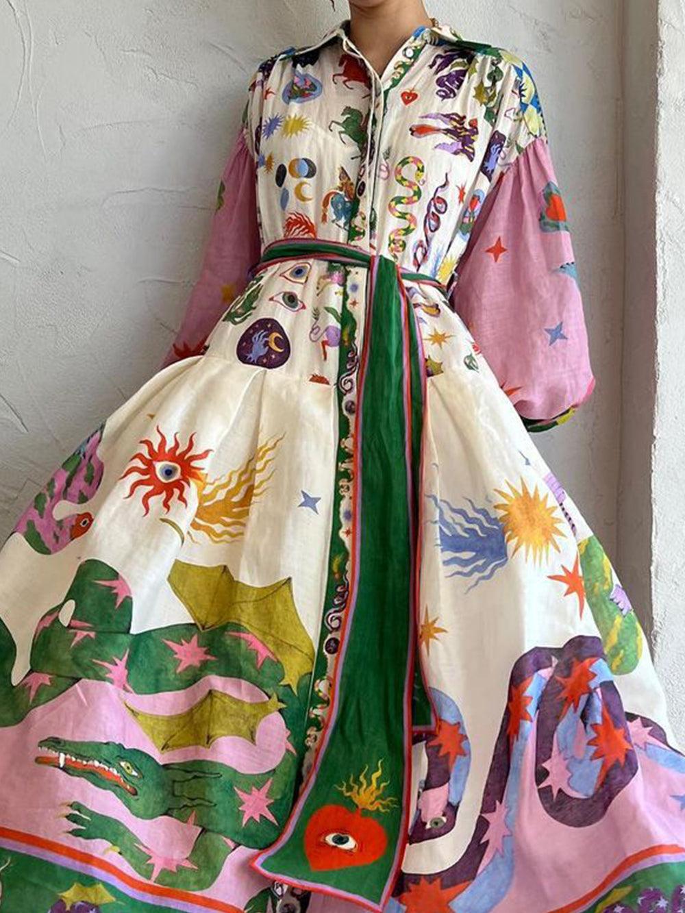 Plissiertes, locker sitzendes Kleid mit langen Ärmeln