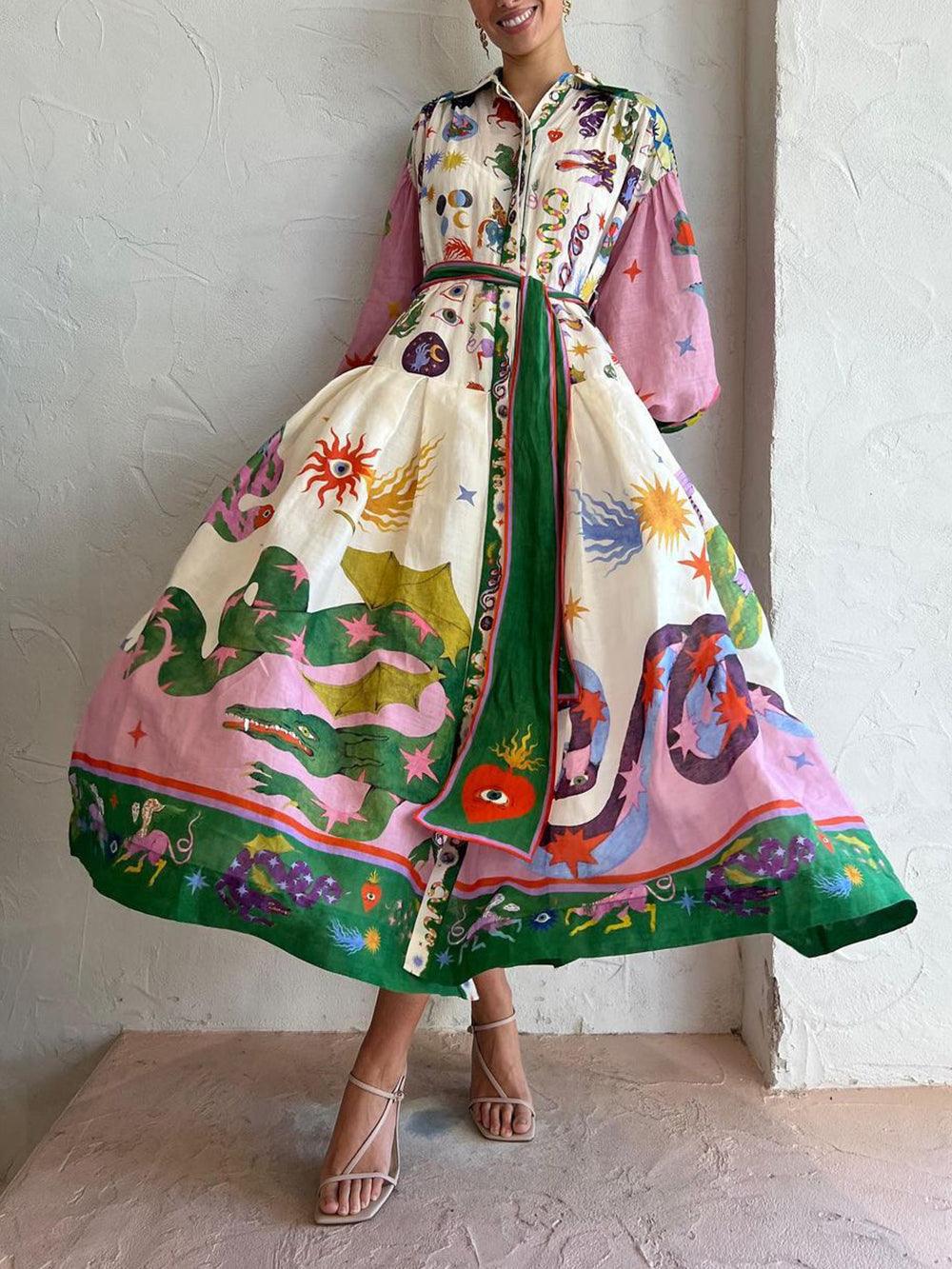 Plissiertes, locker sitzendes Kleid mit langen Ärmeln
