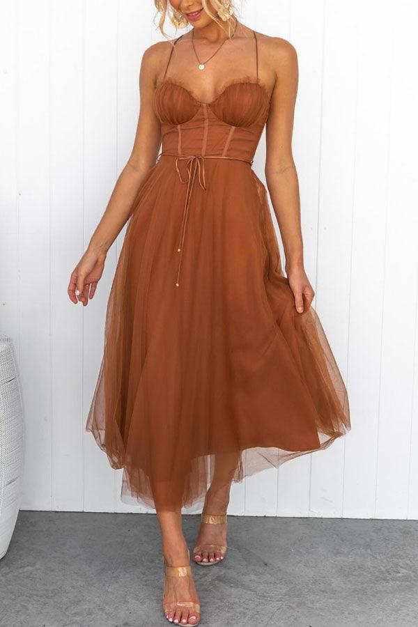 Modernes Prinzessinnen-Chiffon-Maxikleid mit Trägern für Partys