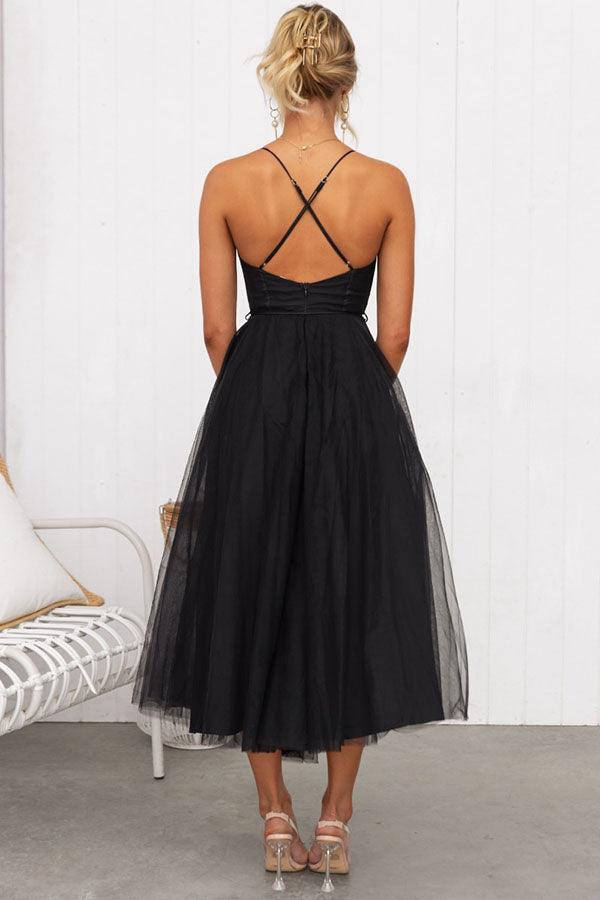 Modernes Prinzessinnen-Chiffon-Maxikleid mit Trägern für Partys