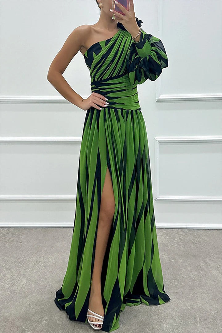 Astra Noir Pleated Maxi Gown