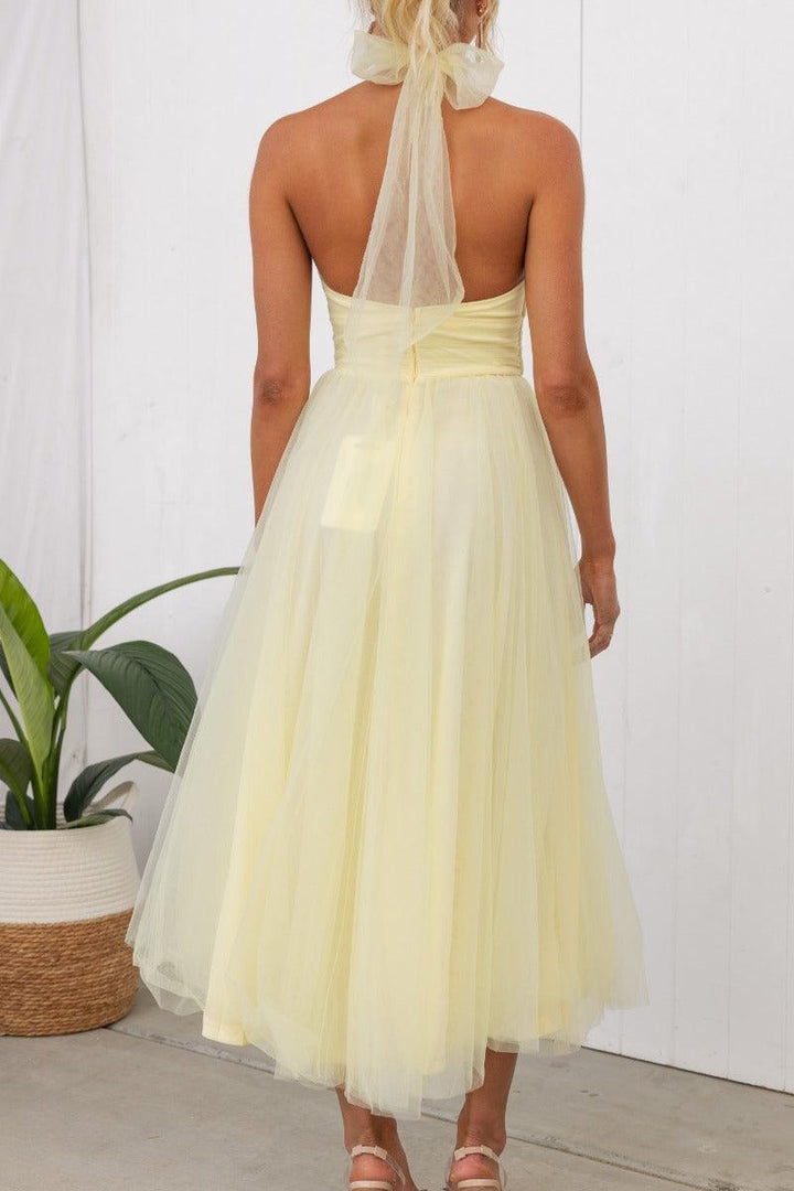 Fairy Vibes Tüll-Maxikleid mit Raffungen und Neckholder-Detail