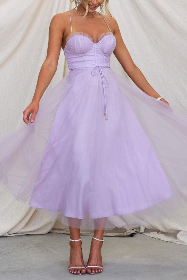Modernes Prinzessinnen-Chiffon-Maxikleid mit Trägern für Partys