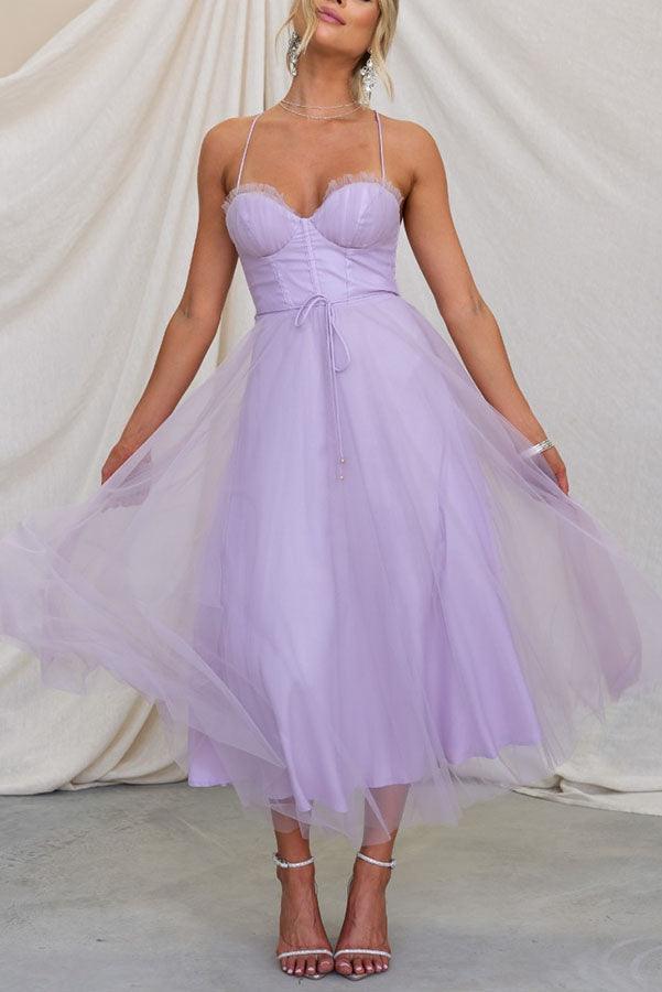 Modernes Prinzessinnen-Chiffon-Maxikleid mit Trägern für Partys