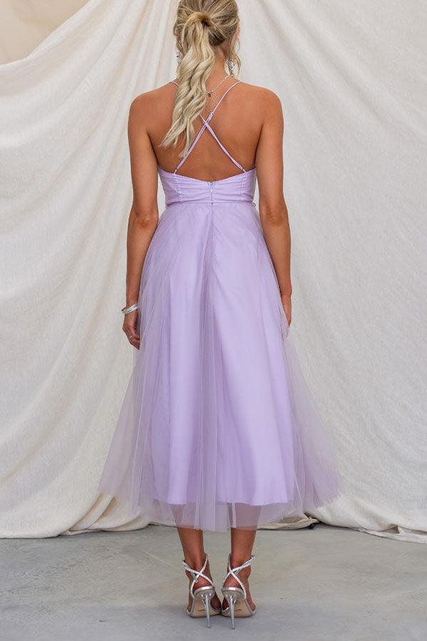 Modernes Prinzessinnen-Chiffon-Maxikleid mit Trägern für Partys