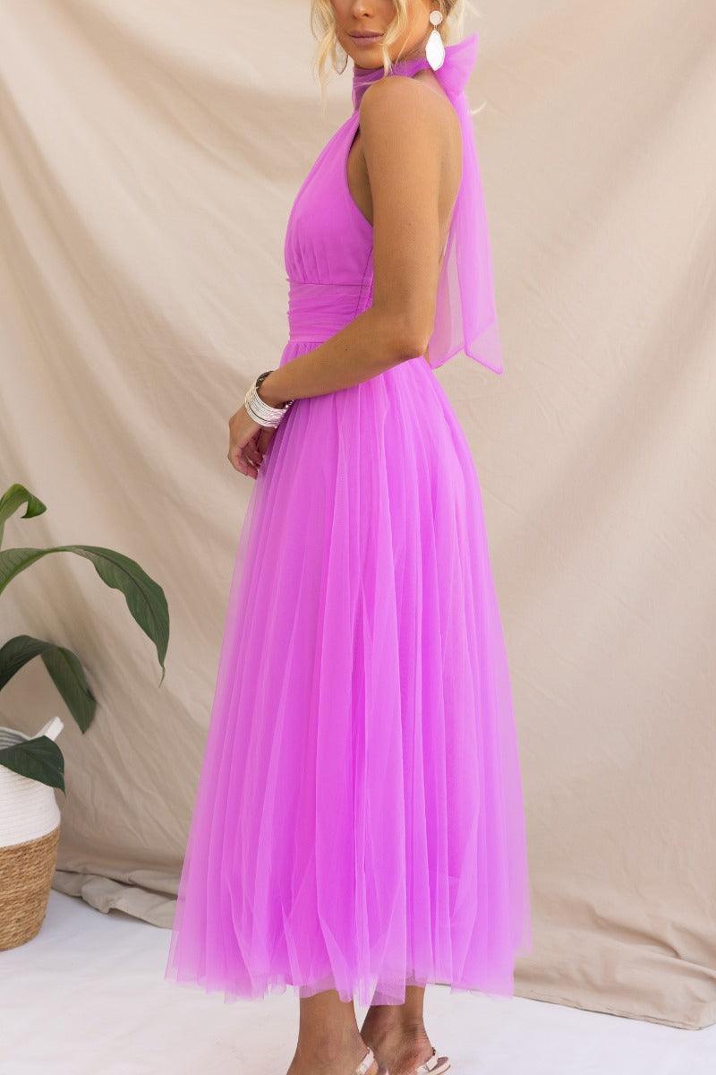 Fairy Vibes Tüll-Maxikleid mit Raffungen und Neckholder-Detail