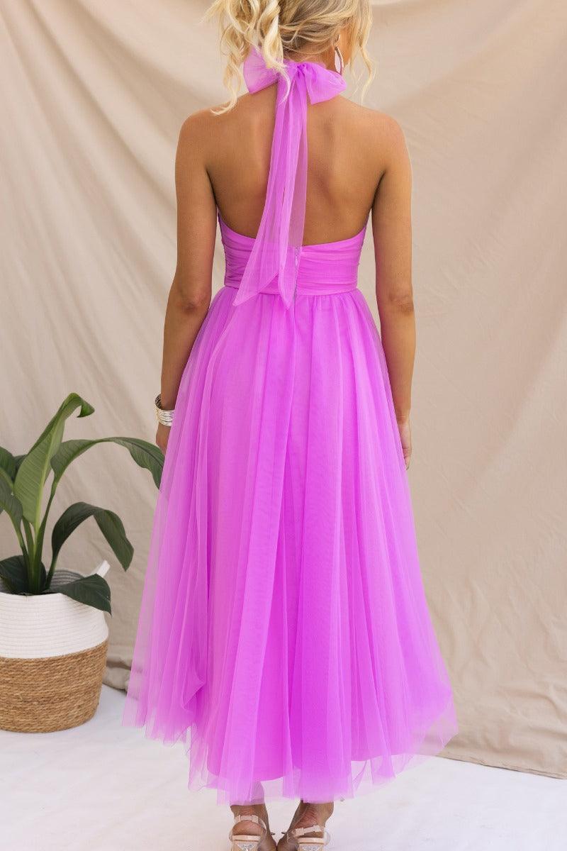 Fairy Vibes Tüll-Maxikleid mit Raffungen und Neckholder-Detail