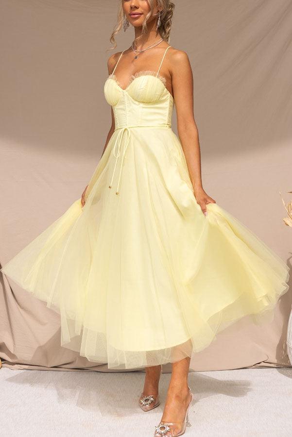 Modernes Prinzessinnen-Chiffon-Maxikleid mit Trägern für Partys