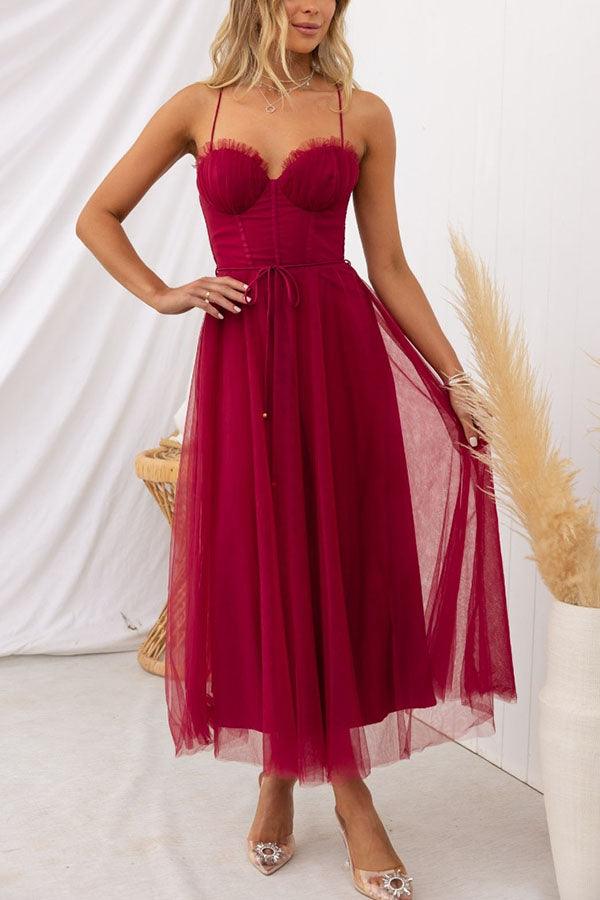 Modernes Prinzessinnen-Chiffon-Maxikleid mit Trägern für Partys