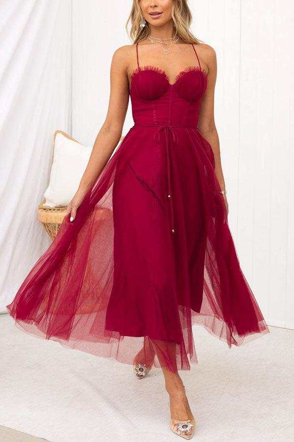 Modernes Prinzessinnen-Chiffon-Maxikleid mit Trägern für Partys