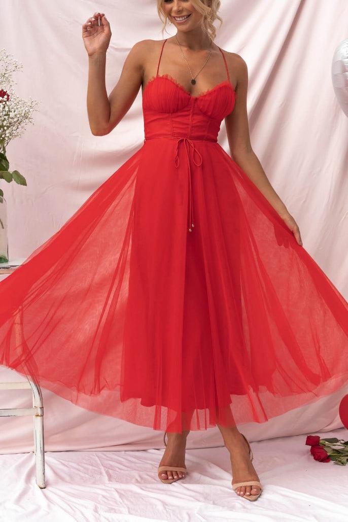 Modernes Prinzessinnen-Chiffon-Maxikleid mit Trägern für Partys
