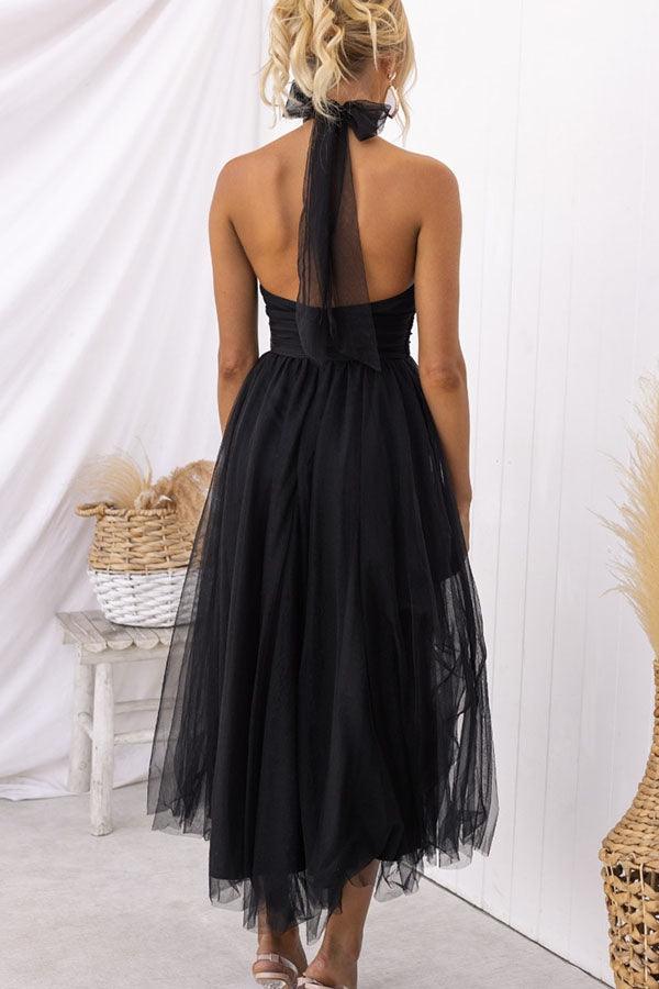 Fairy Vibes Tüll-Maxikleid mit Raffungen und Neckholder-Detail