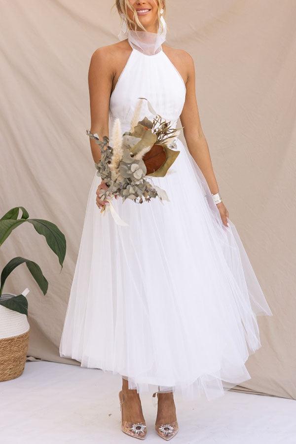 Fairy Vibes Tüll-Maxikleid mit Raffungen und Neckholder-Detail